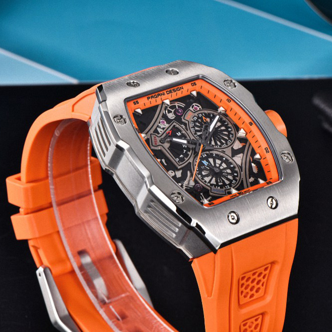 large Часы мужские Pagani Design PD-YS012 Silver-Orange 1