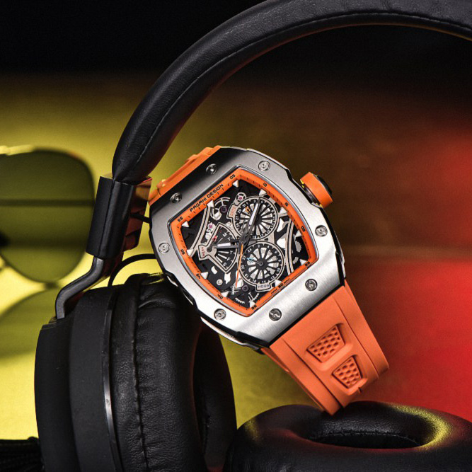 large Часы мужские Pagani Design PD-YS012 Silver-Orange 2