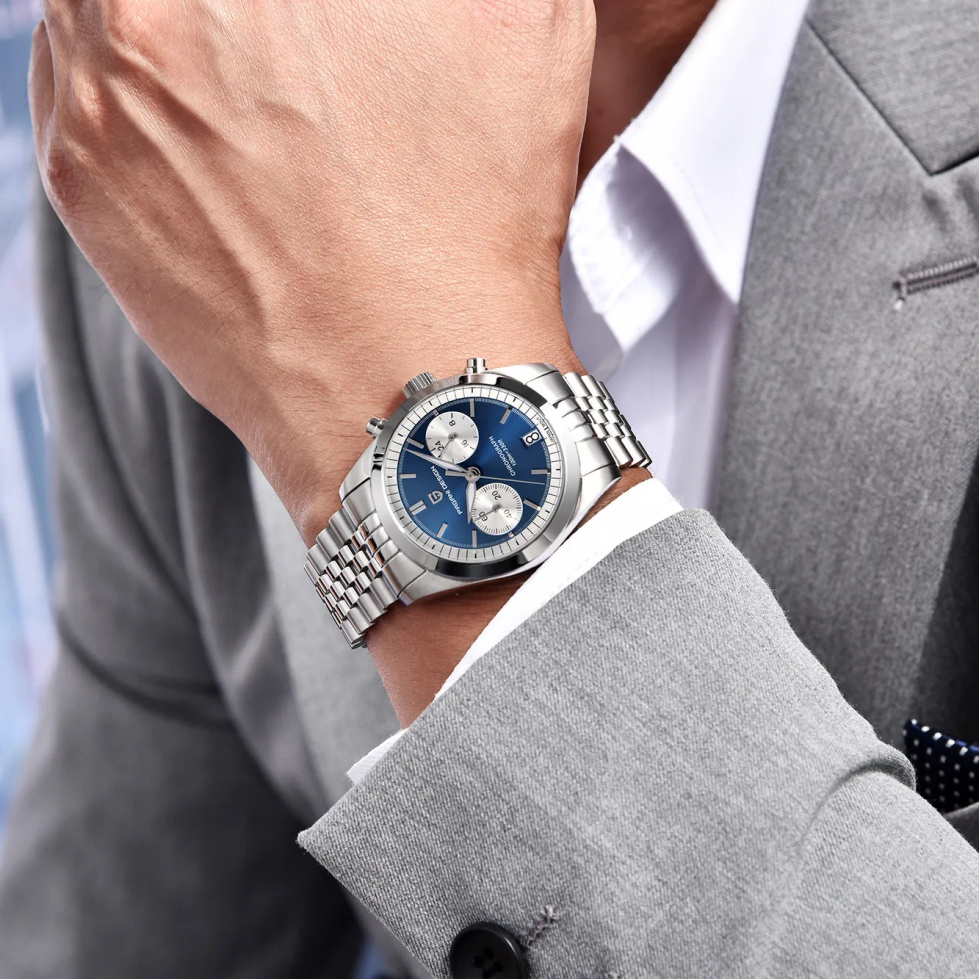 large Часы мужские Pagani Design PD-1775 Silver-Blue 2