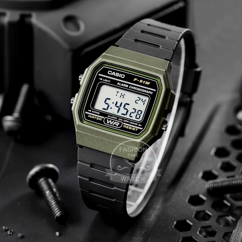 large Часы мужские Casio F-91WM-3A 3