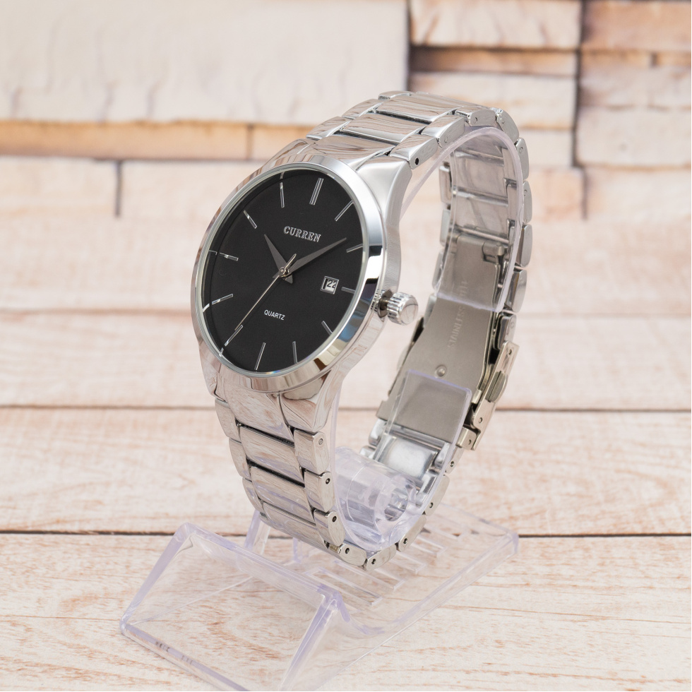 Живые фото часов Curren 8106 Silver-Black 1