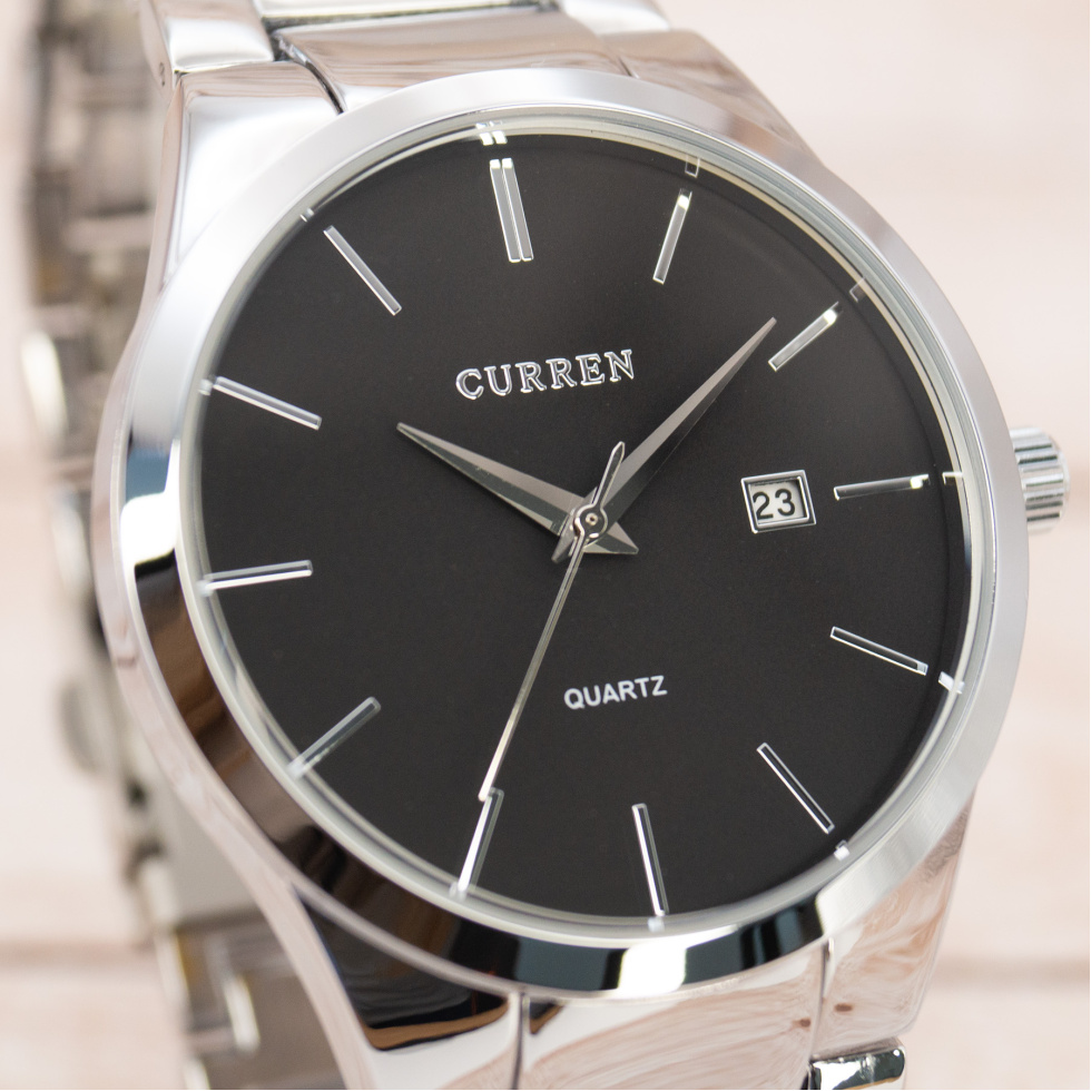 Живые фото часов Curren 8106 Silver-Black 3