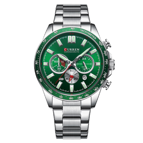 Часы мужские Curren 8418 Silver-Green Diablo