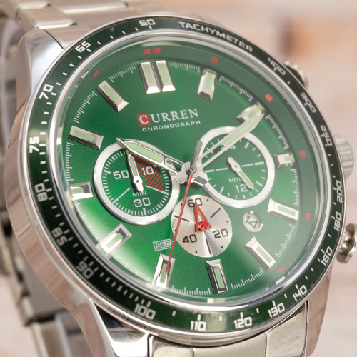 Часы мужские Curren 8418 Silver-Green Diablo-3