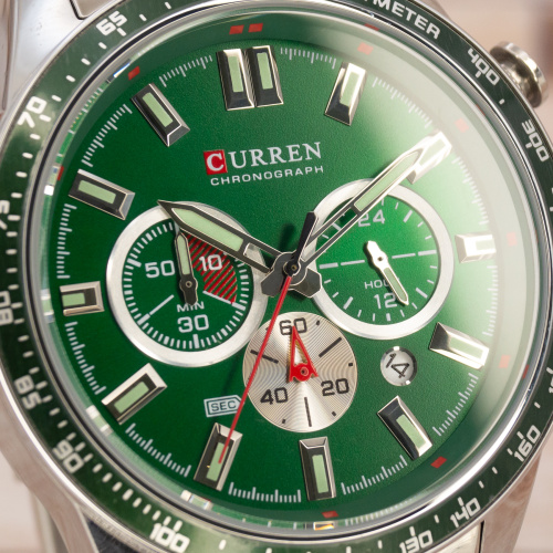 Часы мужские Curren 8418 Silver-Green Diablo-4