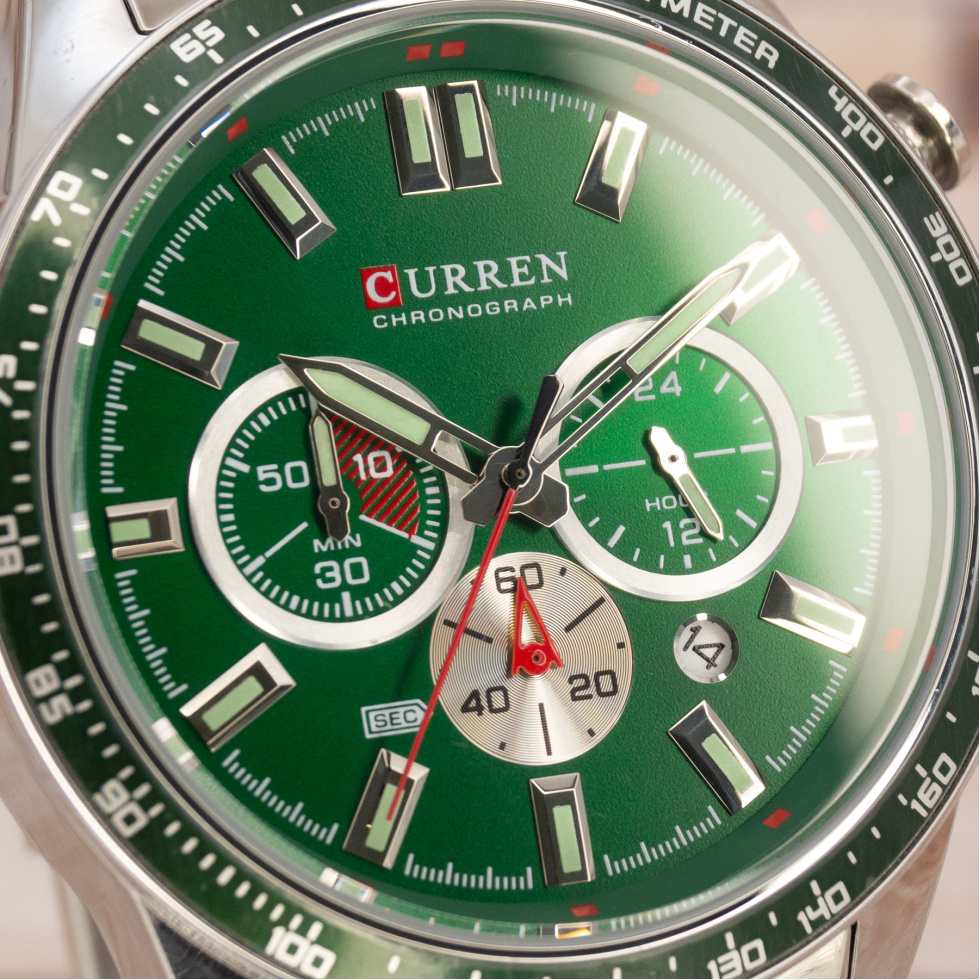 Живые фото часов Curren 8418 Silver-Green 4