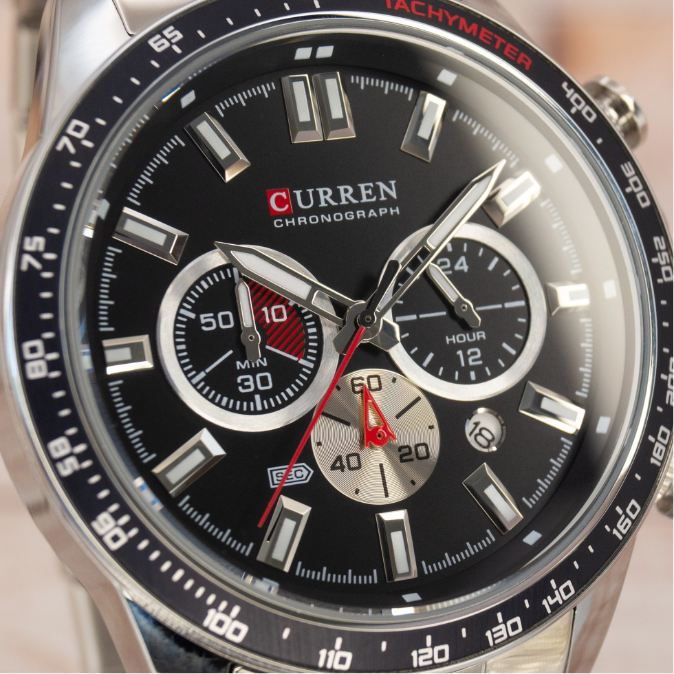 Живые фото часов Curren 8418 Silver-Black 4