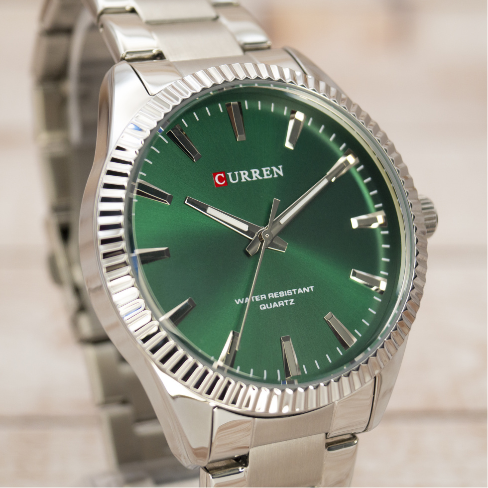 Живые фото часов Curren 8425 Silver-Green 3