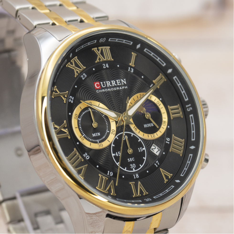 Живые фото часов Curren 8427 Silver-Gold-Black 3