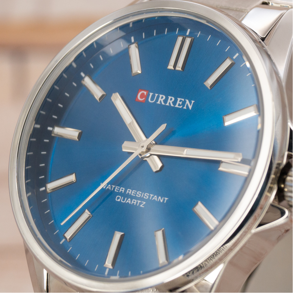 Живые фото часов Curren 9090 Silver-Blue 4