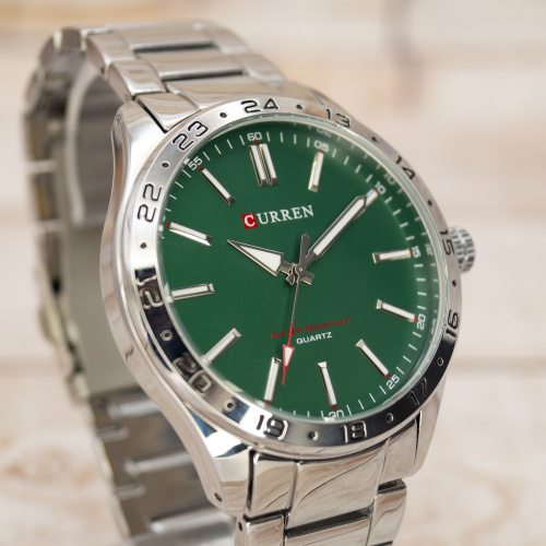 Годинник чоловічий Curren 8452 Silver-Green-3