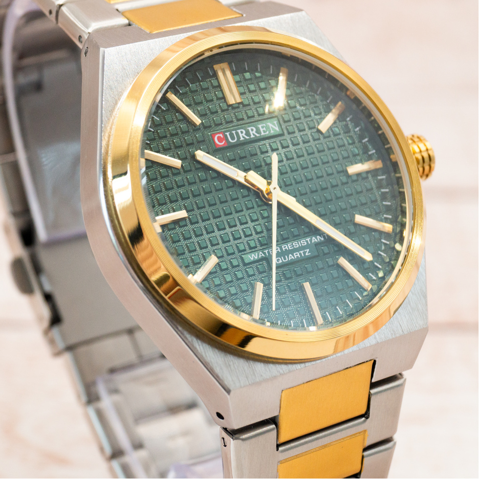 Живые фото часов Curren 8439 Silver-Gold-Green 4