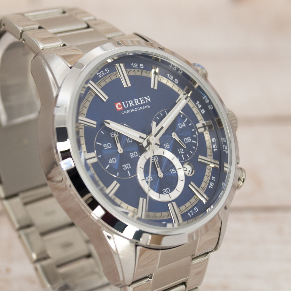 Живые фото часов Curren 8355 Silver-Blue 3