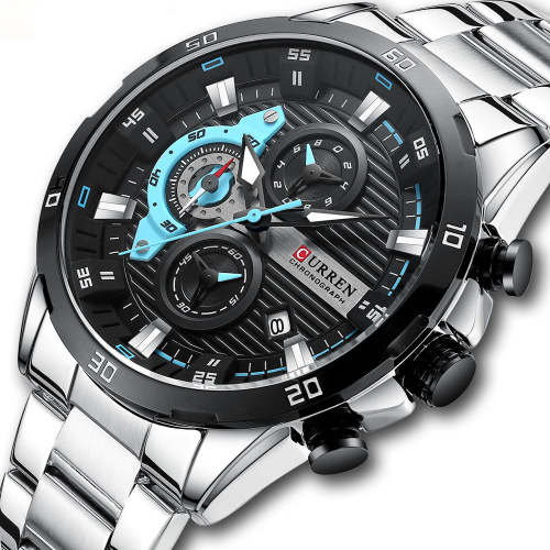 Часы мужские Curren 8402 Silver-Black-0