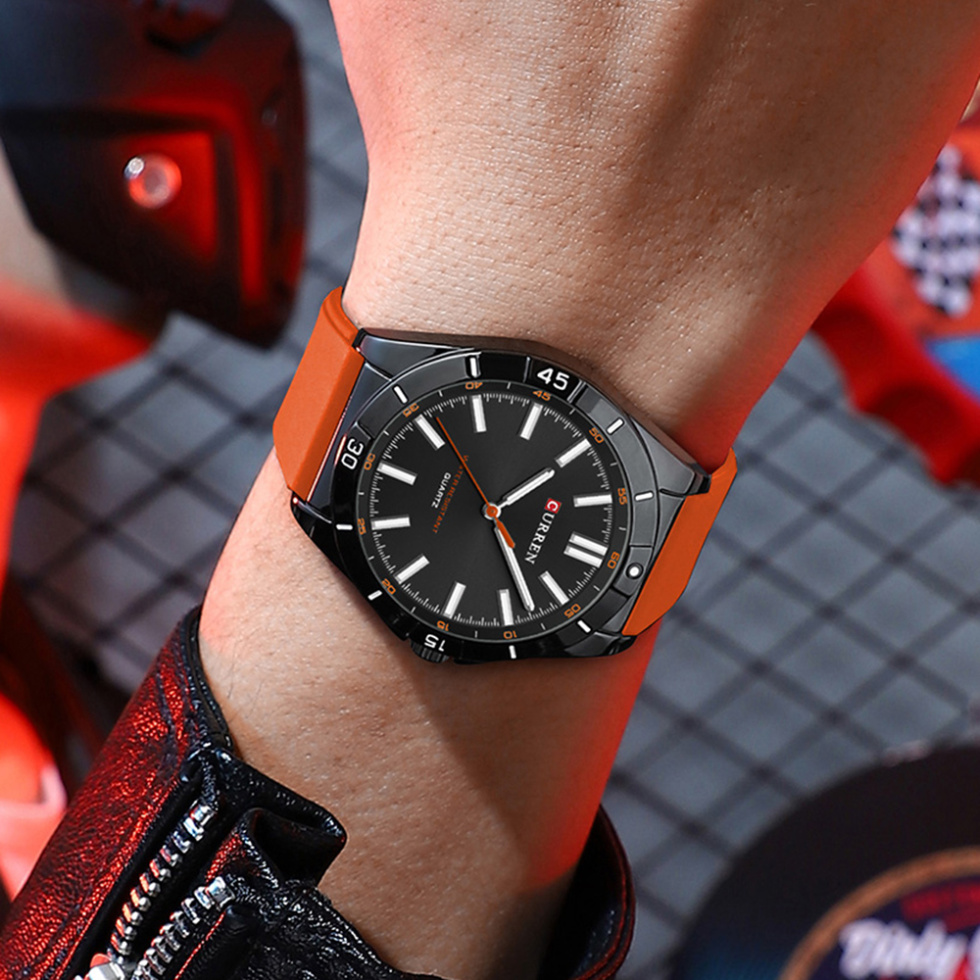 large Часы мужские Curren 8449 Black-Orange 1