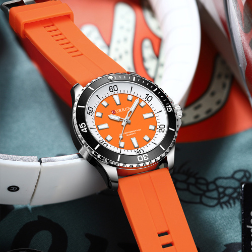 Часы мужские Curren 8448 Silver-Orange-1