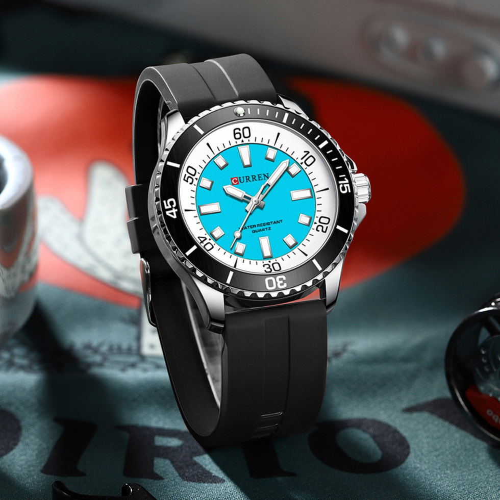large Часы мужские Curren 8448 Silver-Blue-Black 2