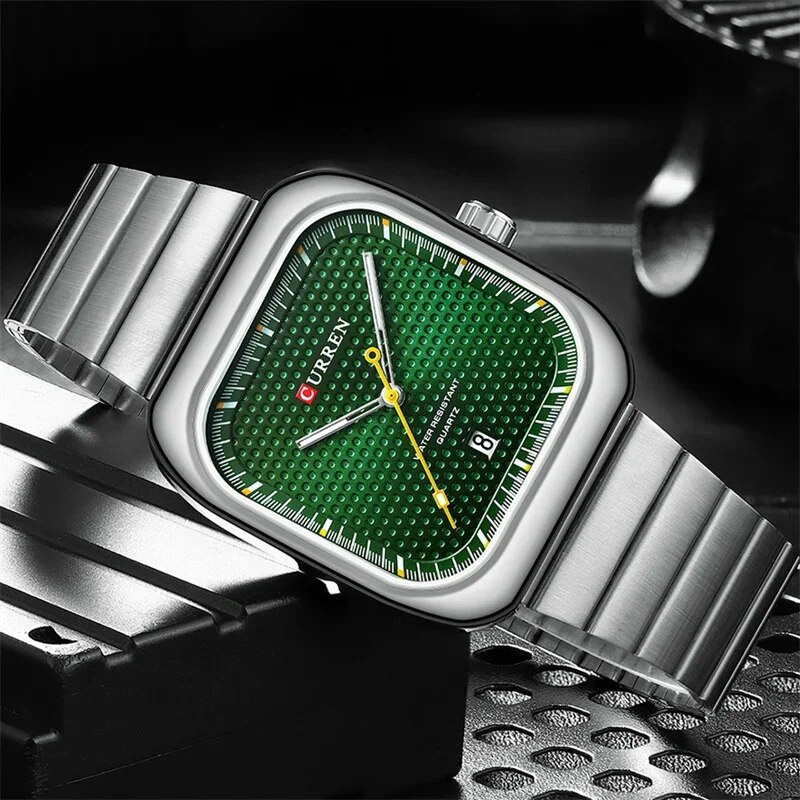 large Часы мужские Curren 8460 Silver-Green 1