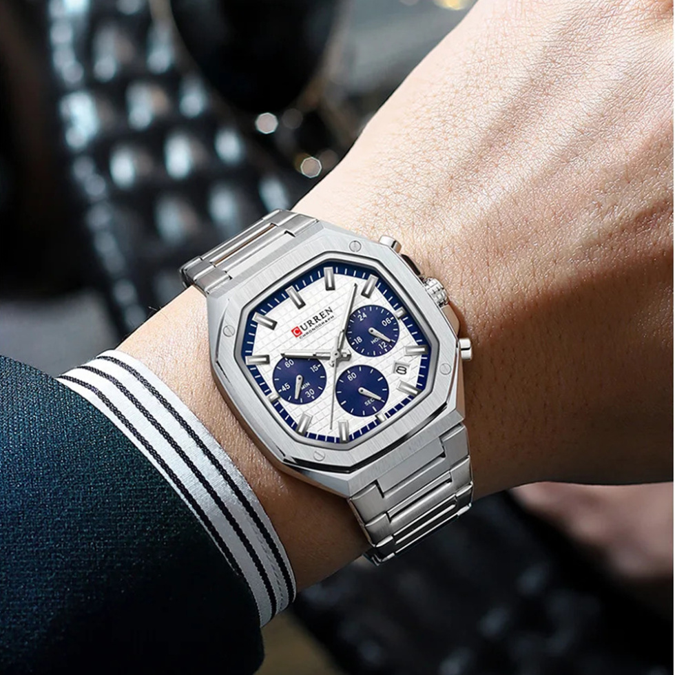 large Часы мужские Curren 8459 Silver-White 1