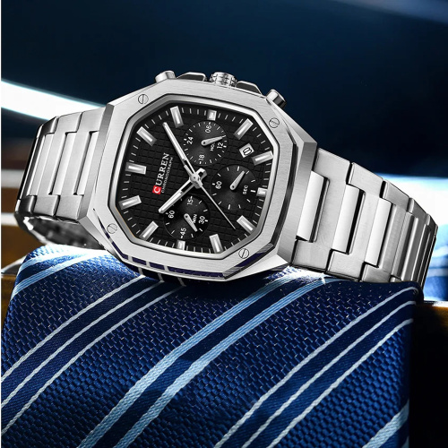 Часы мужские Curren 8459 Silver-Black-0