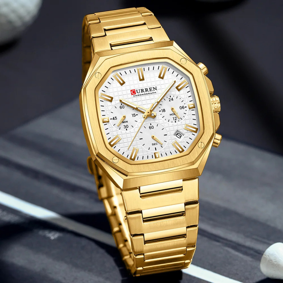large Часы мужские Curren 8459 Gold-White 0