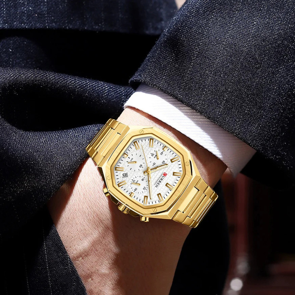 large Часы мужские Curren 8459 Gold-White 1