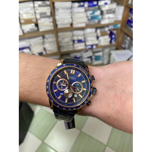Часы мужские Curren 8418 Blue-Gold-1