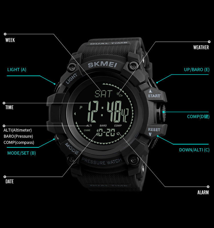 large Часы мужские Skmei 1358 Black Smart Watch Compass 2