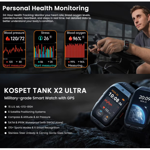 Часы мужские Розумний годинник Kospet TANK X2 Black-7
