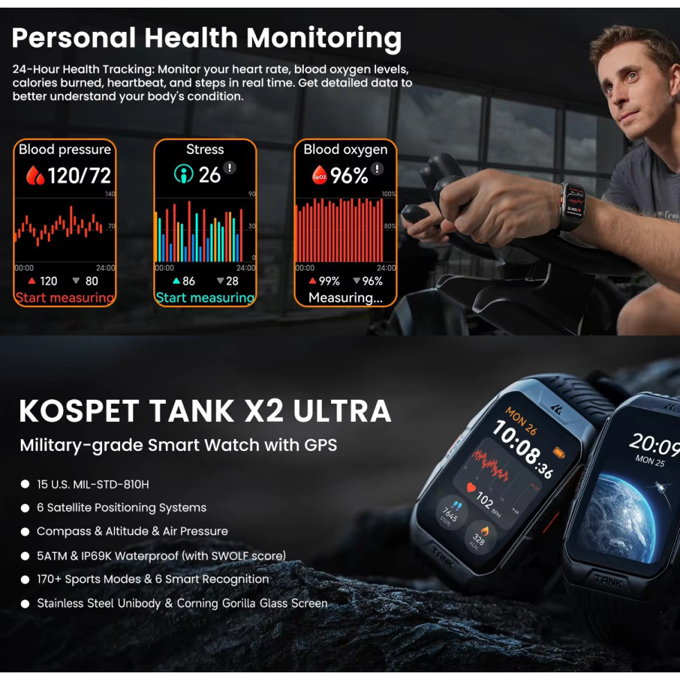 large Часы мужские Розумний годинник Kospet TANK X2 Black 7