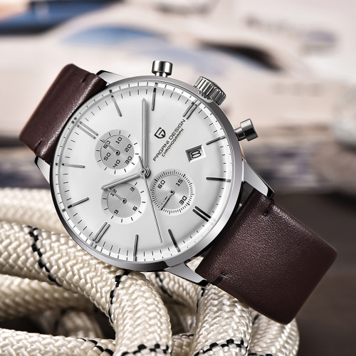 Годинник чоловічий Pagani Design PD-2720 Silver-White--Brown-0