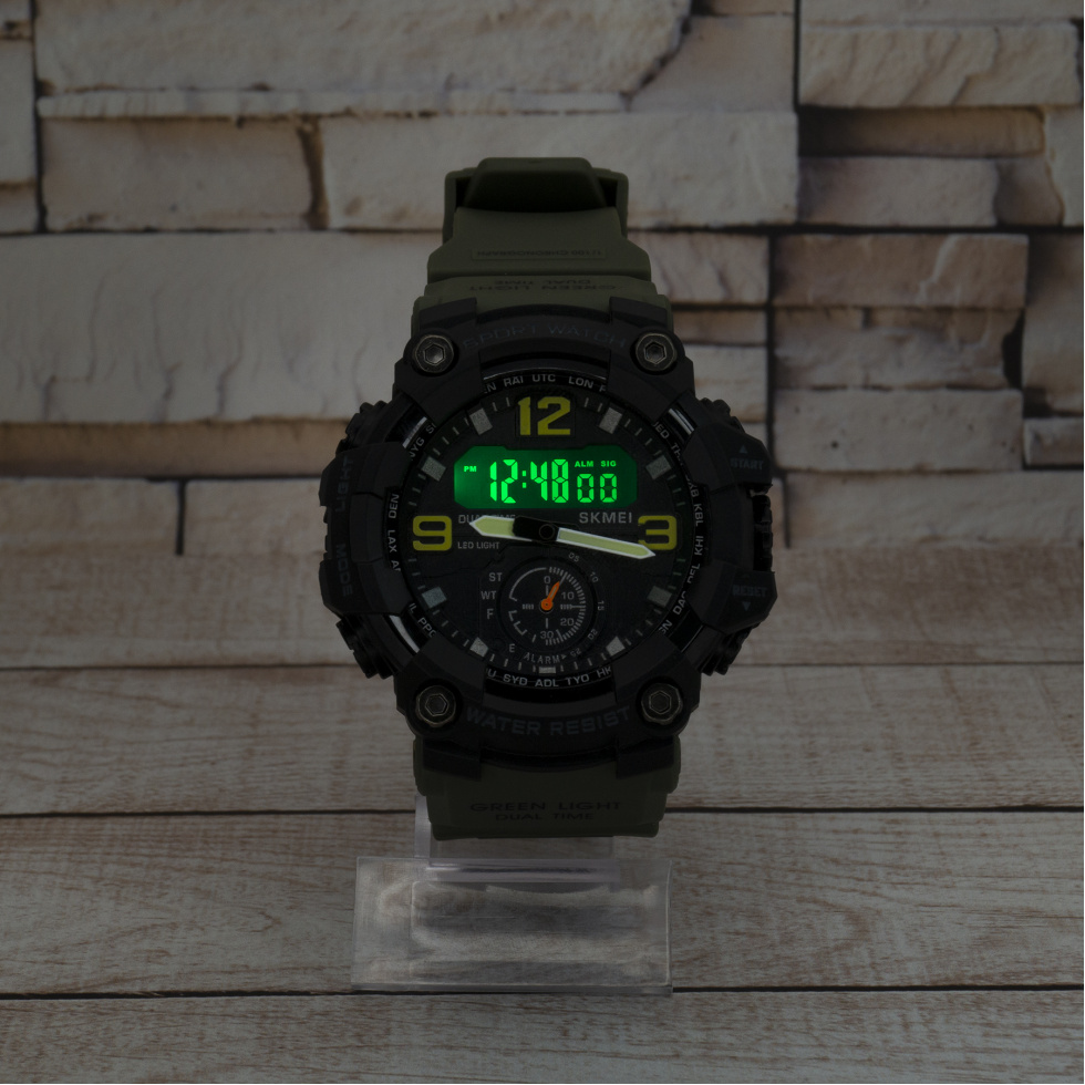 Живые фото часов Skmei 1965AG army green 6