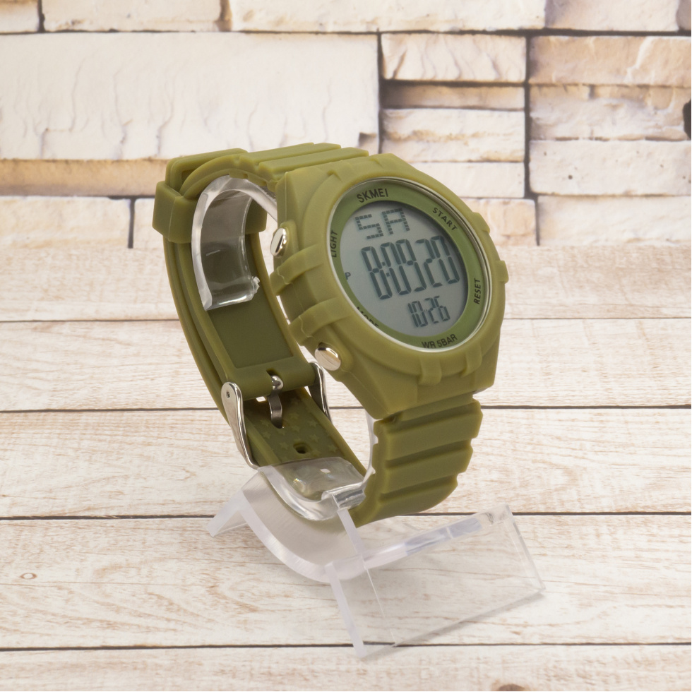 Живые фото часов Skmei 1715AG army green 2