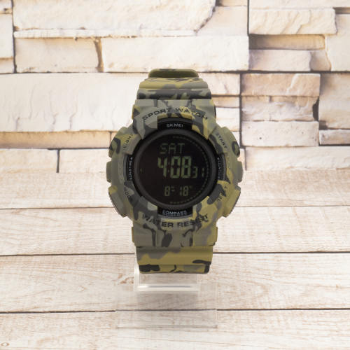 Часы мужские Skmei 2077 Camo Green + Compass-0