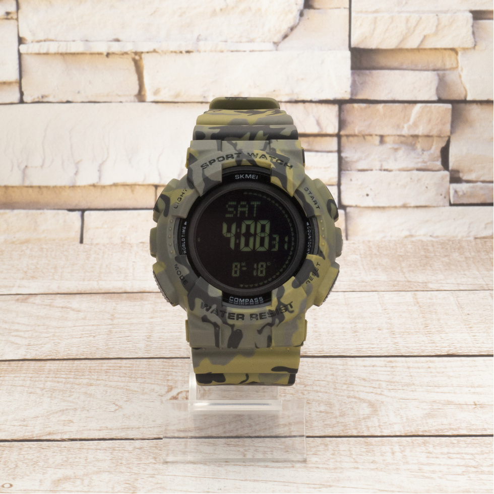 Живые фото часов Skmei 2077 Camo Green + Compass 0