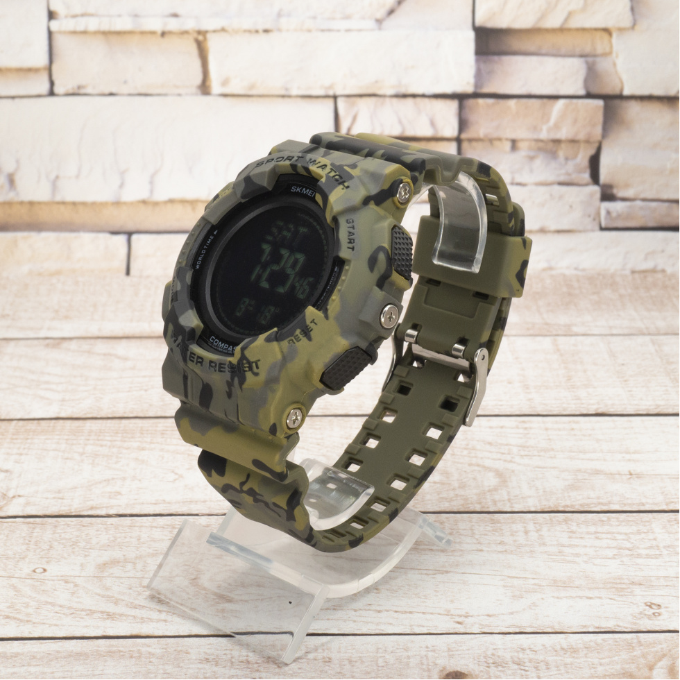 Живые фото часов Skmei 2077 Camo Green + Compass 1