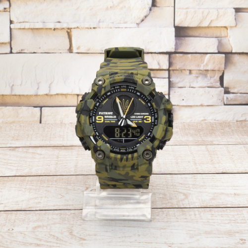 Годинник чоловічий Patriot 001CMGRUAGD Camo Green Тризуб золото-0