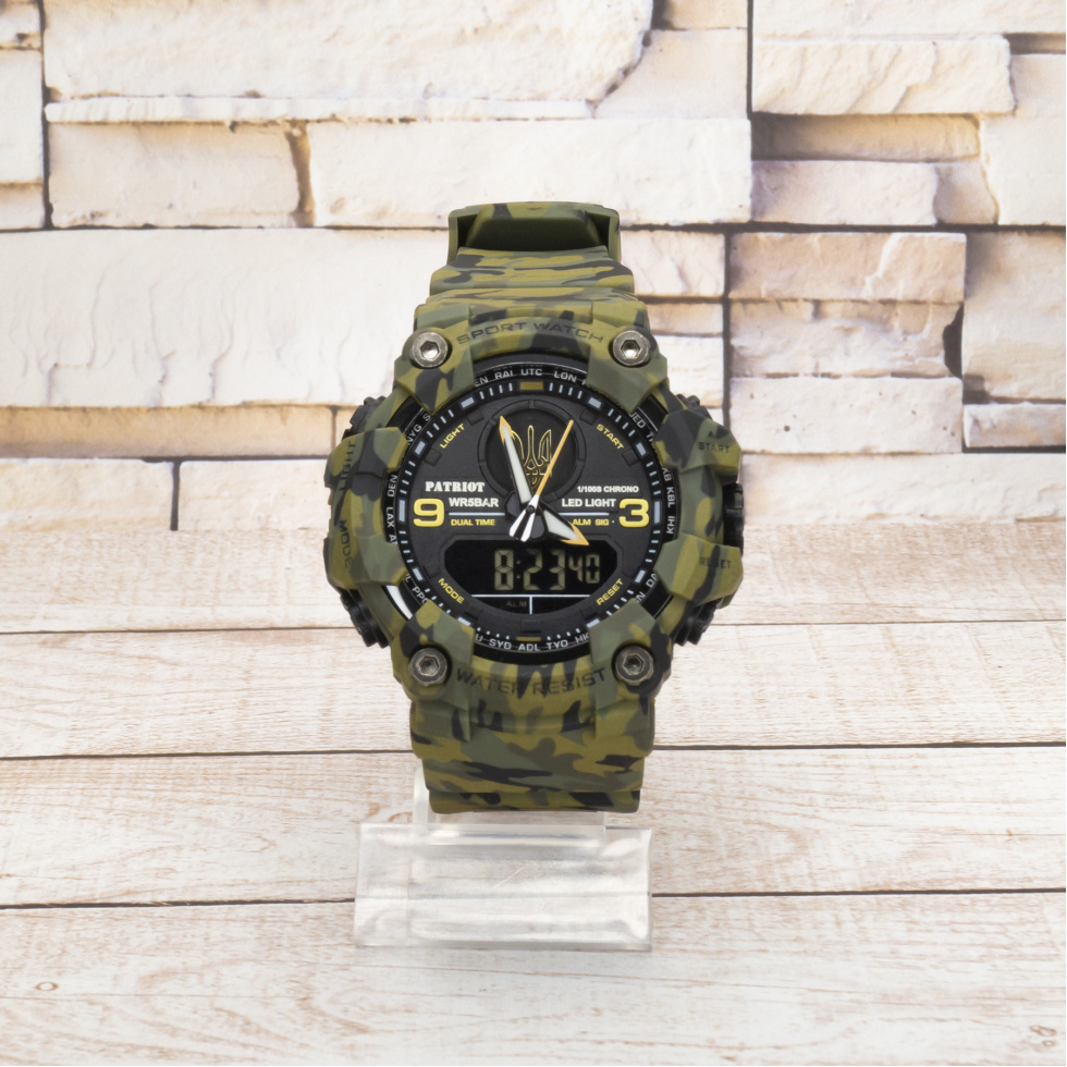 Живі фото годинника Patriot 001CMGRUAGD Camo Green Тризуб золото 0