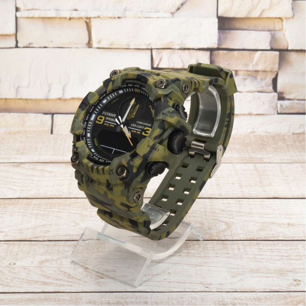 Живі фото годинника Patriot 001CMGRUAGD Camo Green Тризуб золото 2