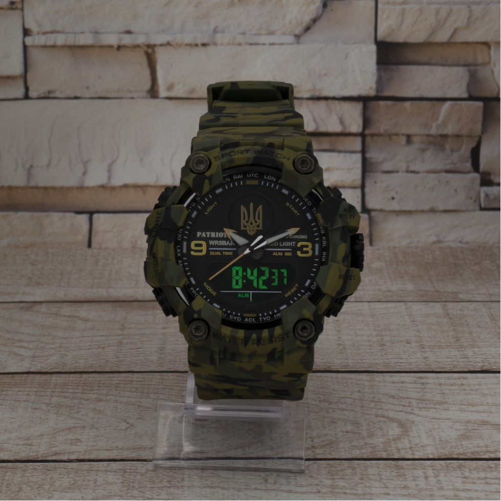 Живі фото годинника Patriot 001CMGRUAGD Camo Green Тризуб золото 5