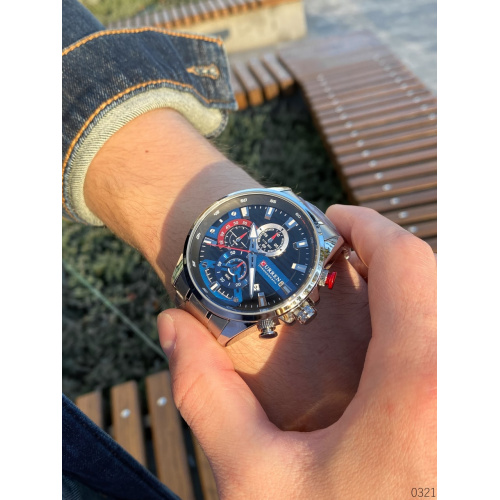 Часы мужские Curren 8415 Silver-Black-Blue-0