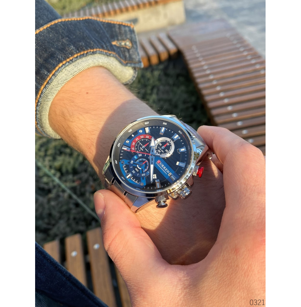 large Часы мужские Curren 8415 Silver-Black-Blue 0