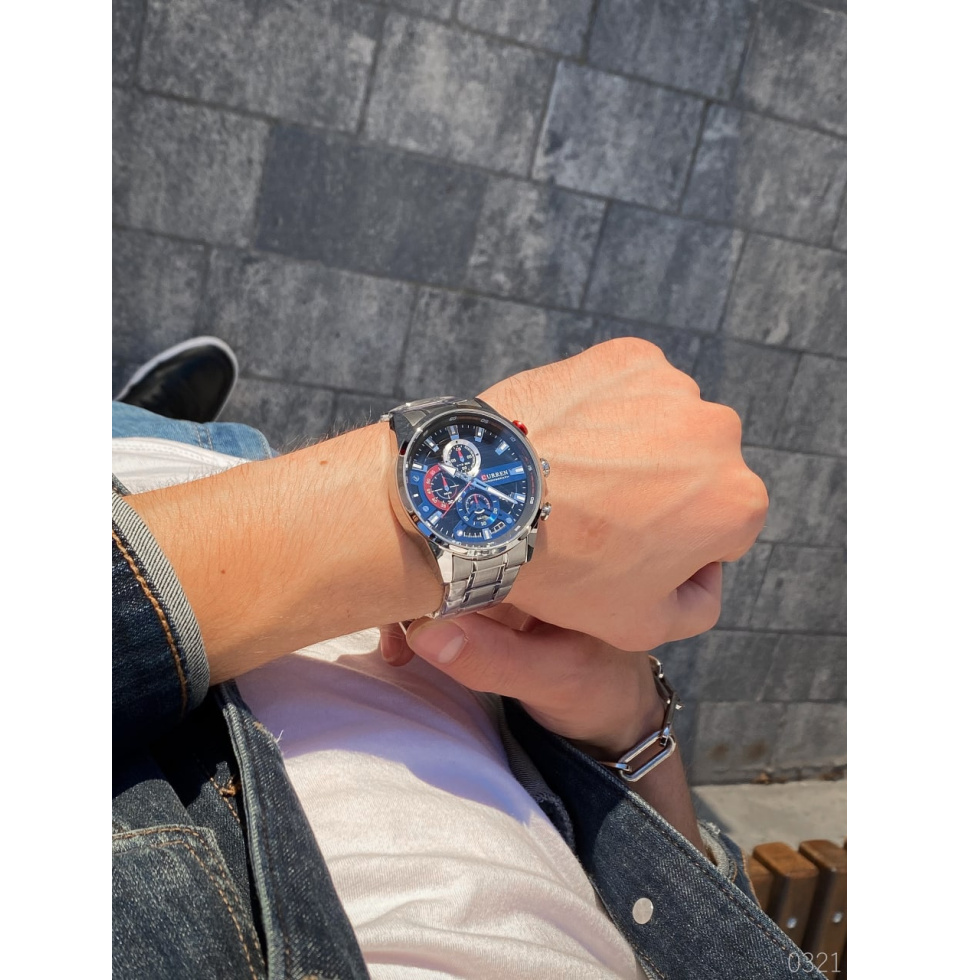 large Часы мужские Curren 8415 Silver-Black-Blue 2