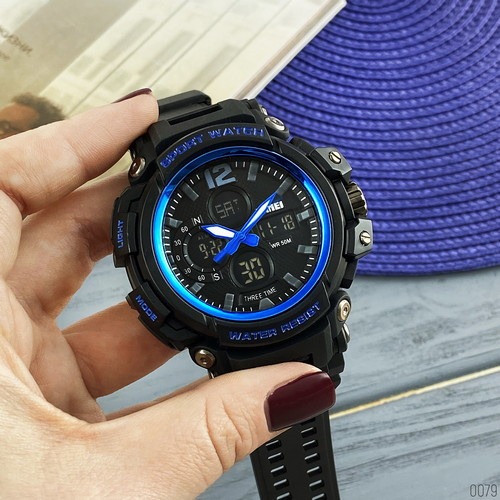 Годинник чоловічий Skmei 1343 Black-Blue-0