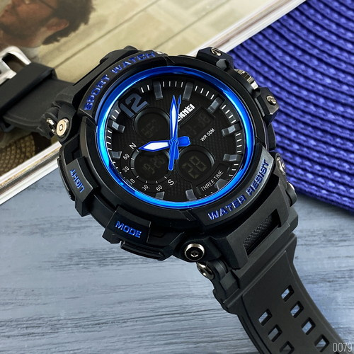 large Годинник чоловічий Skmei 1343 Black-Blue 2
