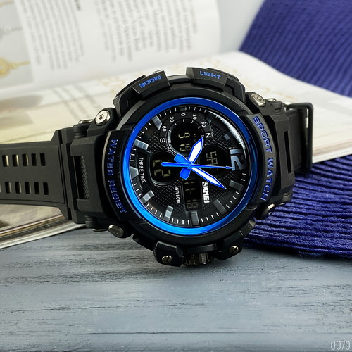large Годинник чоловічий Skmei 1343 Black-Blue 3