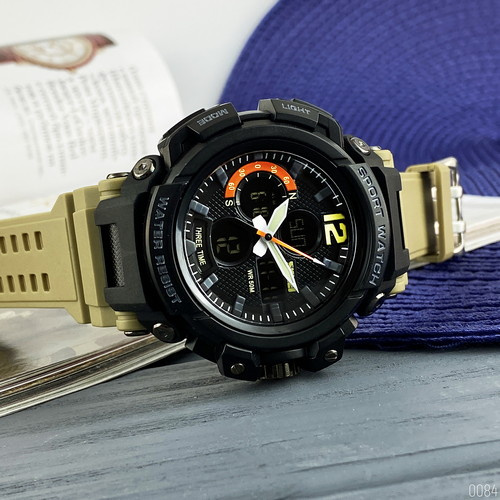 Часы мужские Skmei 1343 Black-Khaki Wristband-3
