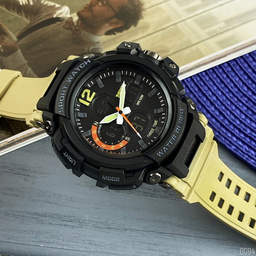 large Часы мужские Skmei 1343 Black-Khaki Wristband 2