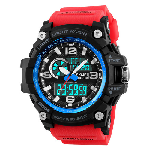 Годинник чоловічий Skmei 1283 Black-Blue-Red Wristband