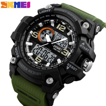 large Годинник чоловічий Skmei 1283 Black-Military Wristband 0